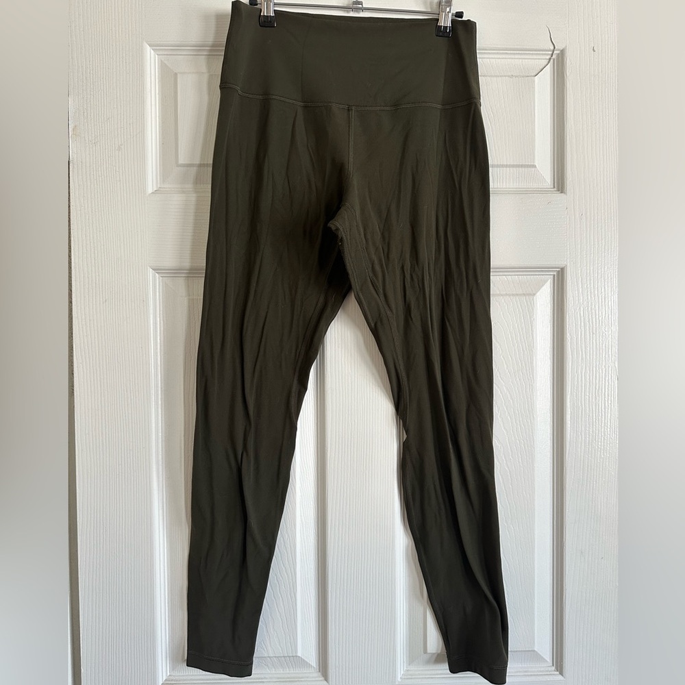 Women’s Align™ High-Rise Pant 28". Olive green, size 10.